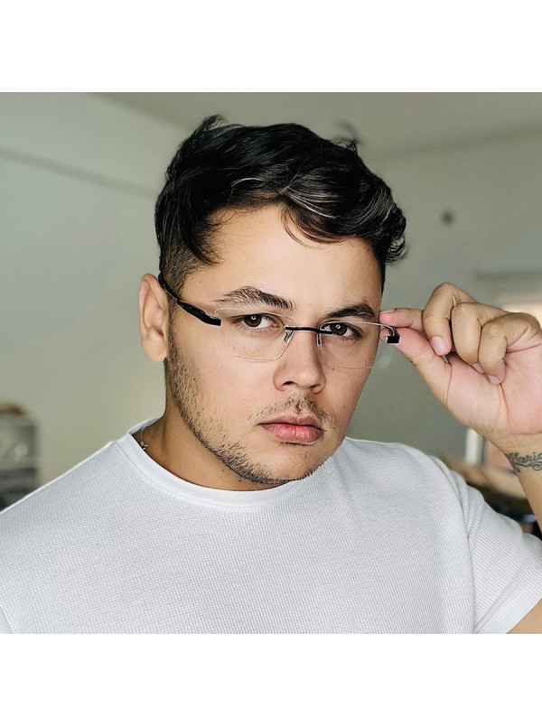 Armação de Óculos Flutuante Sem Aro O1267 Preto